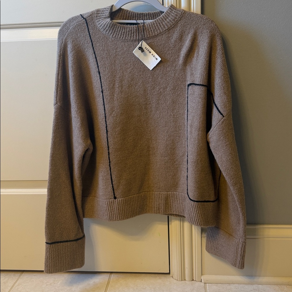 NWT Brown and Black Sweater details, Size Small